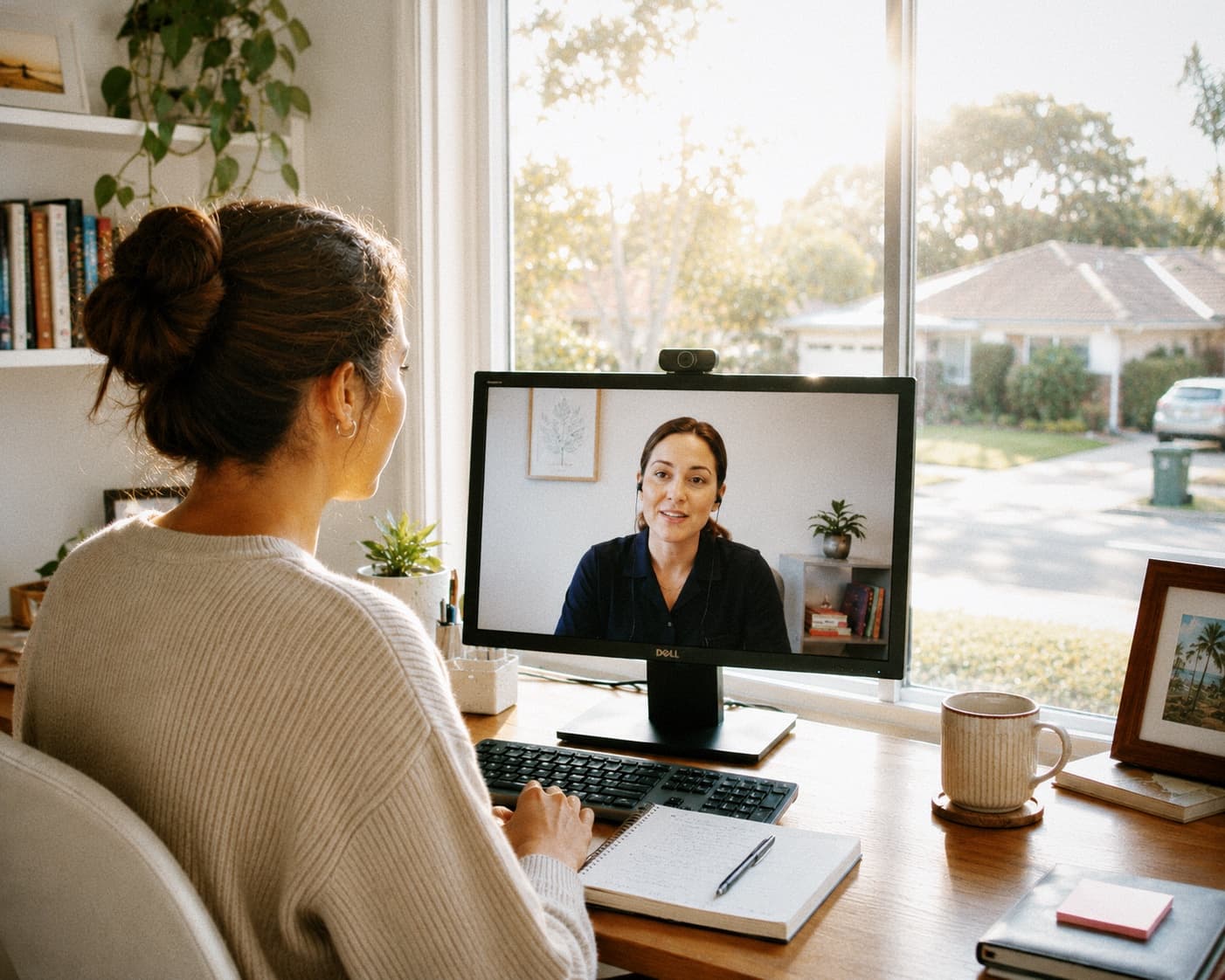 Patient speaking with an online ADHD doctor by video call